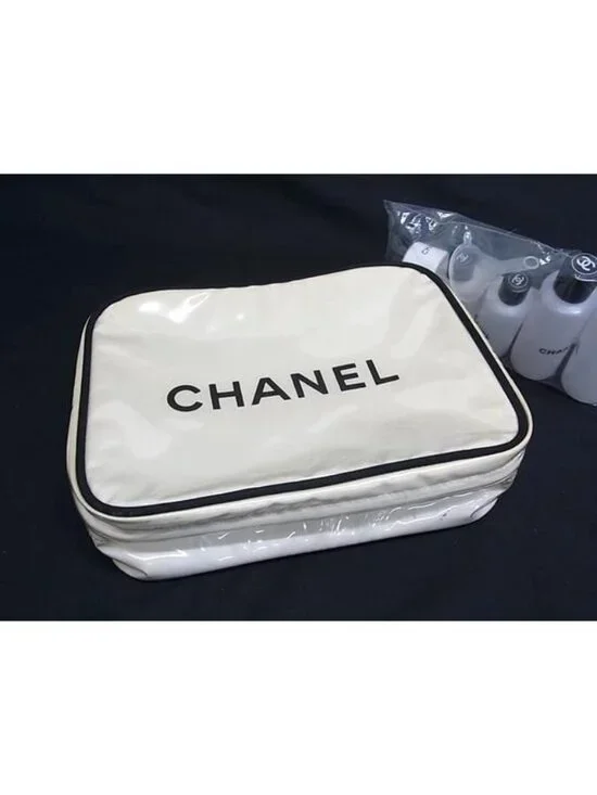 Chanel Multi Pouch Makeup Travel Set Amenity Set Ivory Black - Picture 1 of 5